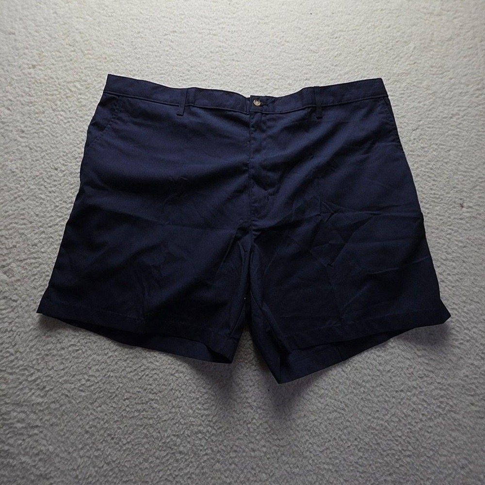 Puritan Shorts Mens 46 Navy Microfiber Chino Elastic Waist 6 Inseam Casual